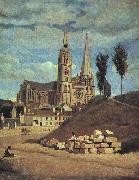  Jean Baptiste Camille  Corot Chartres Cathedral oil painting